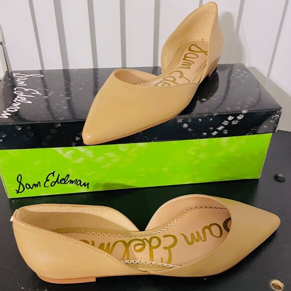 (NWT) Sam Edelman Rodney, Leather, Nude, Pointed Toe, Flats, D'Orsay, Size 5.5 - Picture 2 of 5